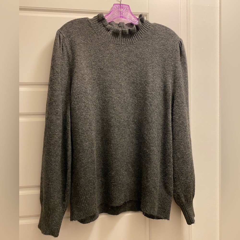 Loft mock neck sweater, size XL, charcoal grey